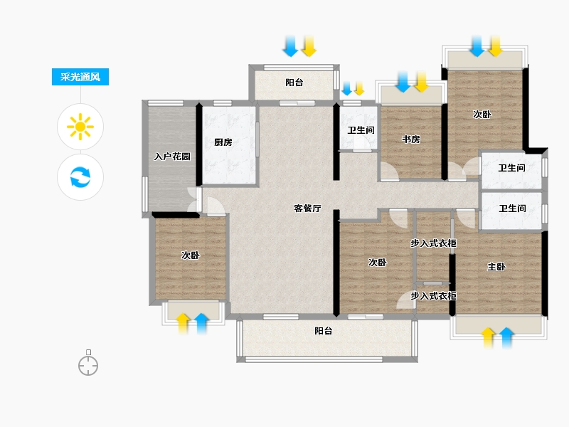 湖南省-郴州市-中源国际城-166.00-户型库-采光通风