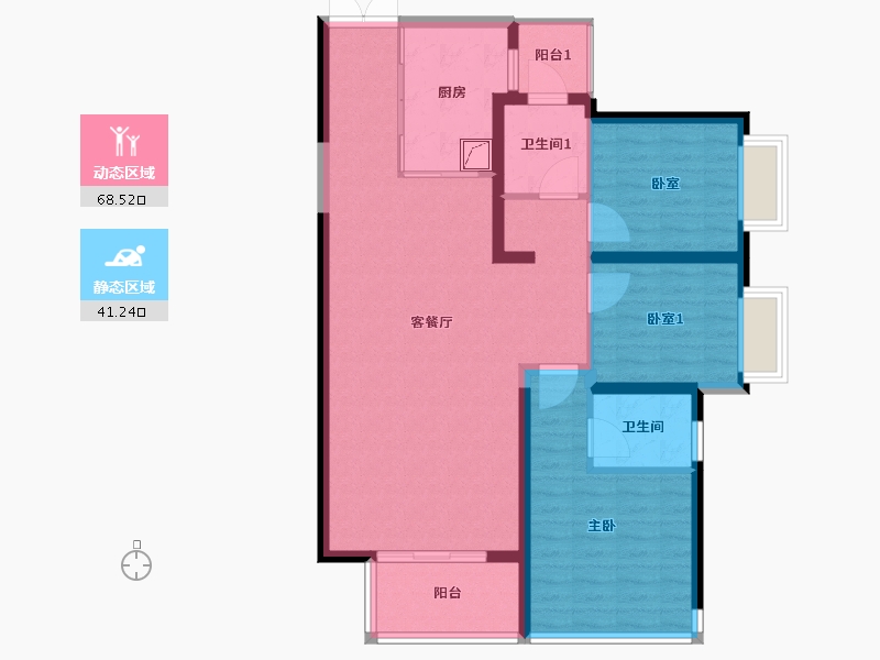 湖南省-长沙市-北辰三角洲-98.78-户型库-动静分区