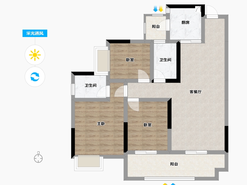 四川省-南充市-禾瑞源-105.00-户型库-采光通风