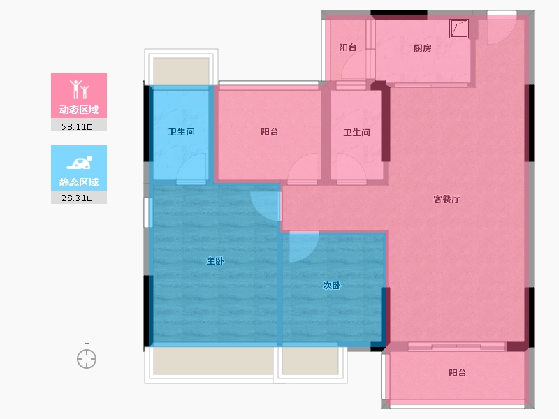 广东省-江门市-星珑湾-80.00-户型库-动静分区