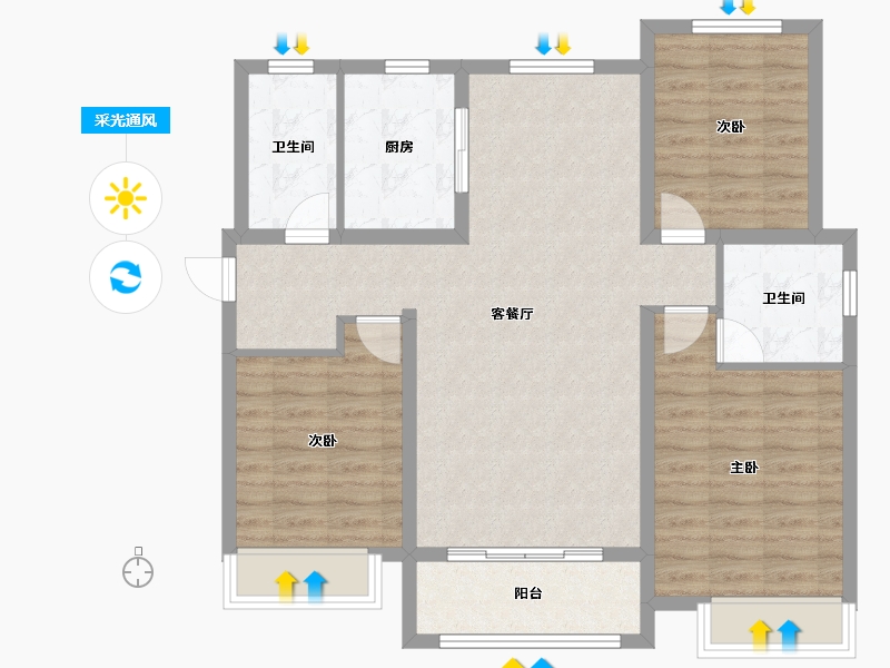 河北省-石家庄市-百合御景城-102.44-户型库-采光通风