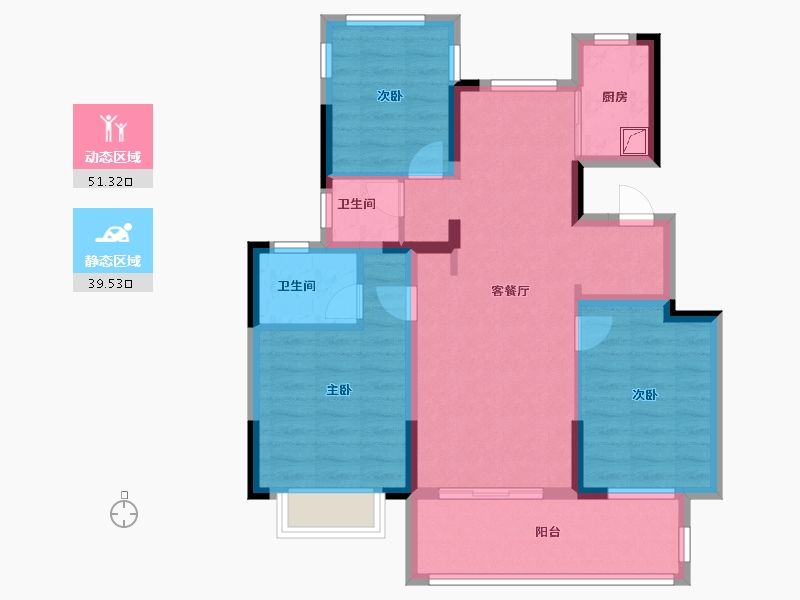 浙江省-金华市-四季都会-80.00-户型库-动静分区