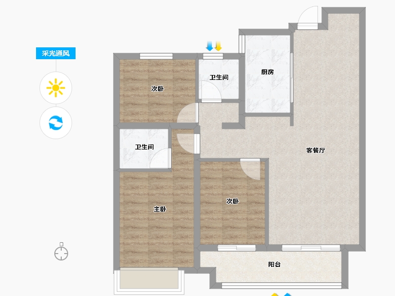 河北省-石家庄市-百合御景城-92.91-户型库-采光通风