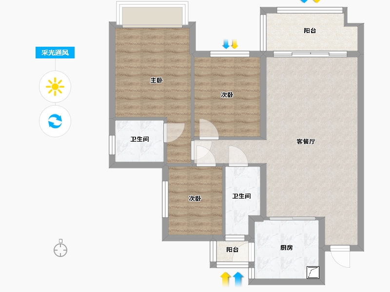 四川省-泸州市-学府华庭-94.00-户型库-采光通风