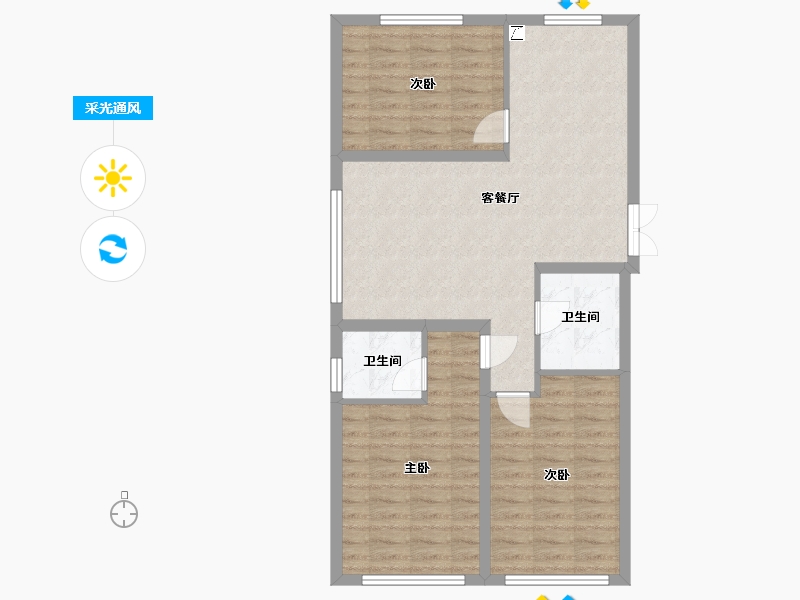 山西省-大同市-魏都金懋府-90.93-户型库-采光通风