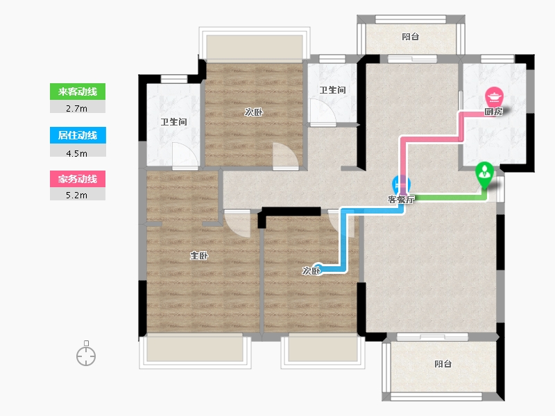 湖北省-荆门市-公园豪庭-108.00-户型库-动静线