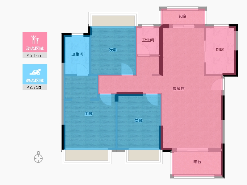 湖北省-荆门市-公园豪庭-108.00-户型库-动静分区