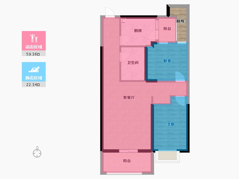 陕西省-西安市-恒大雅苑-74.00-户型库-动静分区