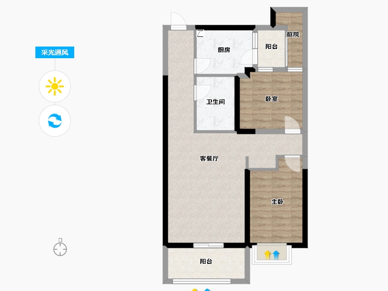 陕西省-西安市-恒大雅苑-74.00-户型库-采光通风