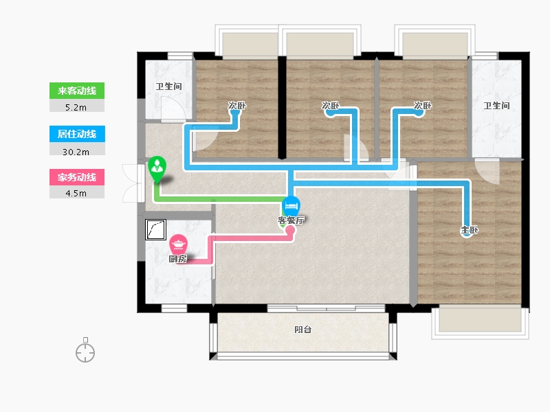 湖南省-长沙市-时代年华-98.00-户型库-动静线