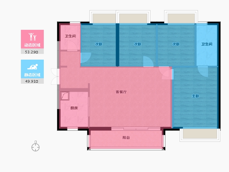 湖南省-长沙市-时代年华-98.00-户型库-动静分区