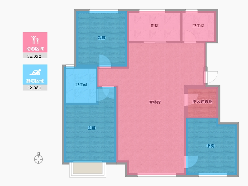 辽宁省-大连市-开发区绿地香树花城-102.00-户型库-动静分区