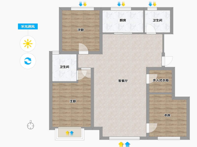 辽宁省-大连市-开发区绿地香树花城-102.00-户型库-采光通风