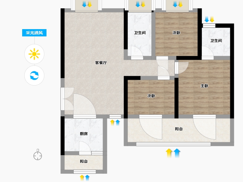 四川省-成都市-光华壹号花园-84.71-户型库-采光通风