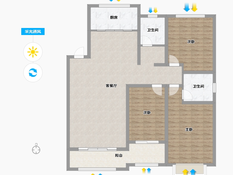 山东省-济南市-清泉社区-125.00-户型库-采光通风