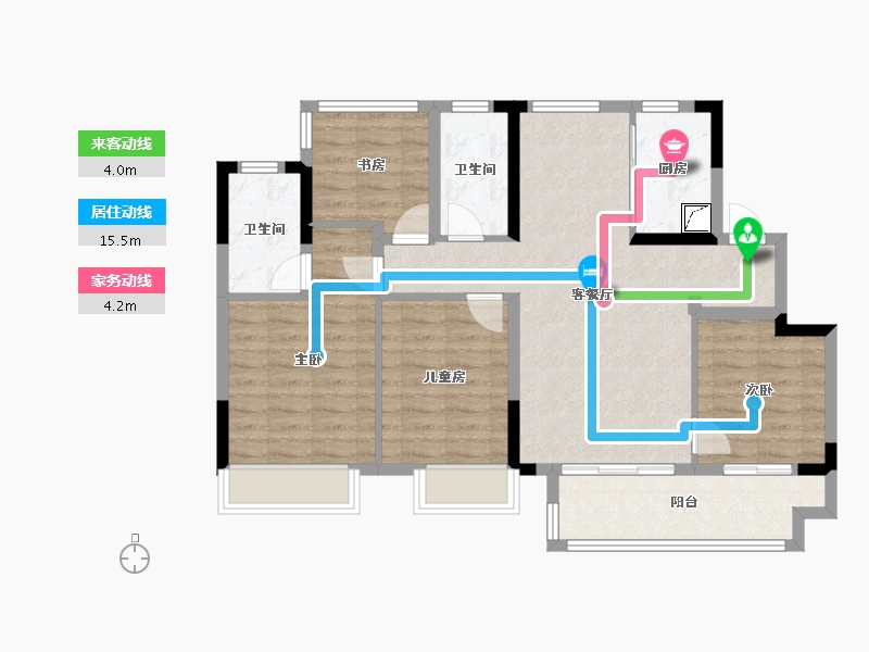 江苏省-苏州市-林溪源筑-94.50-户型库-动静线