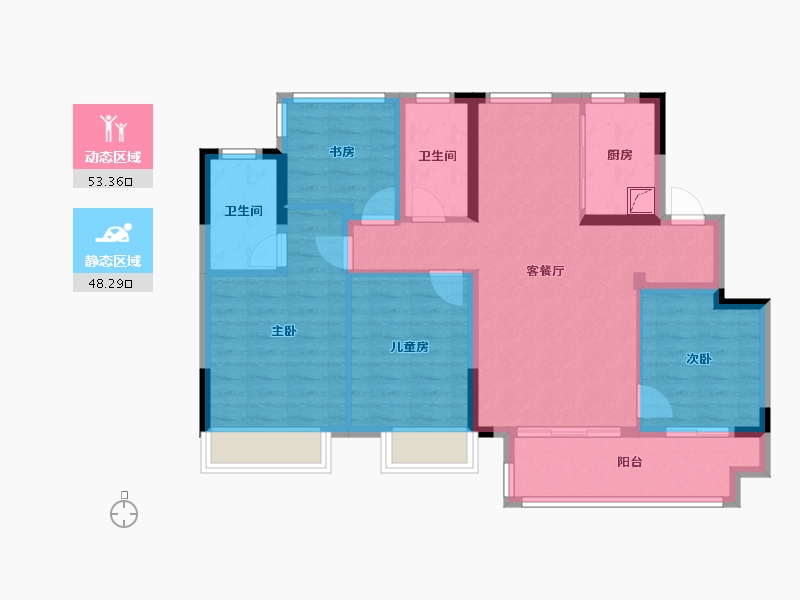 江苏省-苏州市-林溪源筑-94.50-户型库-动静分区