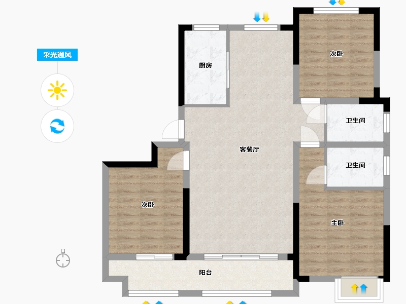 山东省-济南市-中建长清湖-109.00-户型库-采光通风