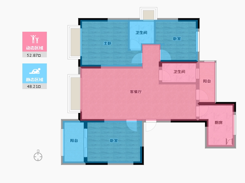 山东省-烟台市-锦秀兰亭-90.00-户型库-动静分区