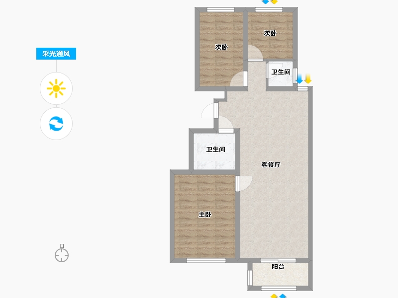 河北省-唐山市-翰林名府-80.00-户型库-采光通风