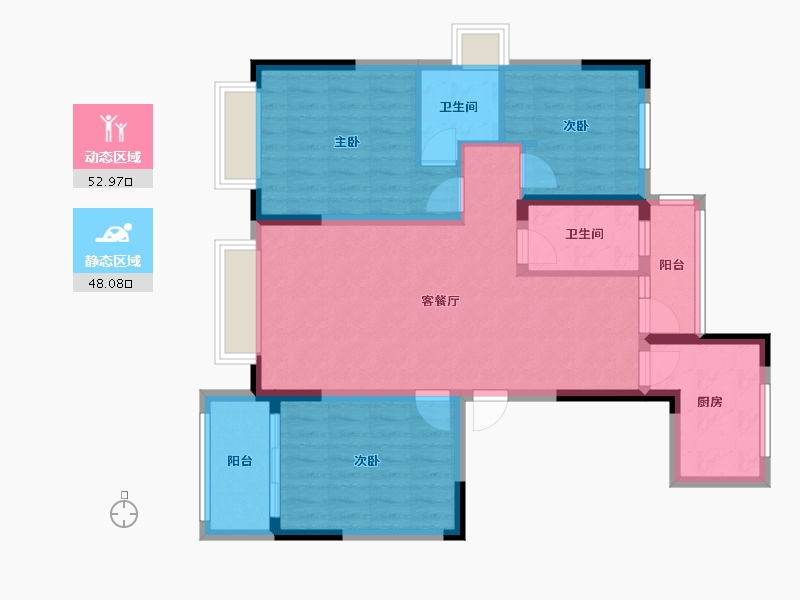 山东省-烟台市-锦秀兰亭-90.00-户型库-动静分区