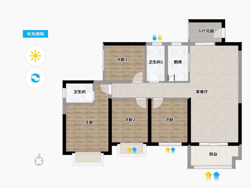 广西壮族自治区-梧州市-翰林华府-115.00-户型库-采光通风