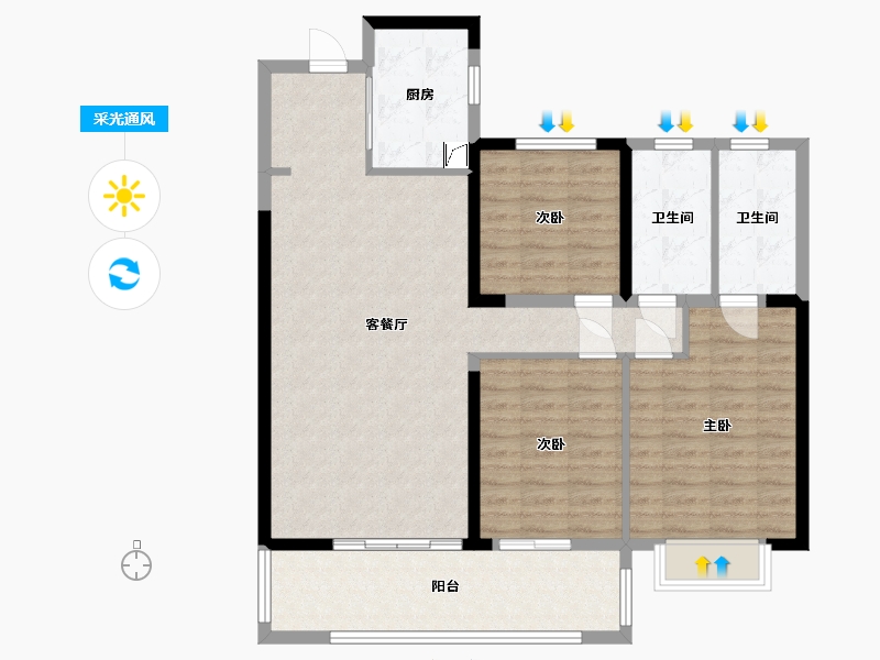 福建省-莆田市-白棠云麓二期-103.00-户型库-采光通风