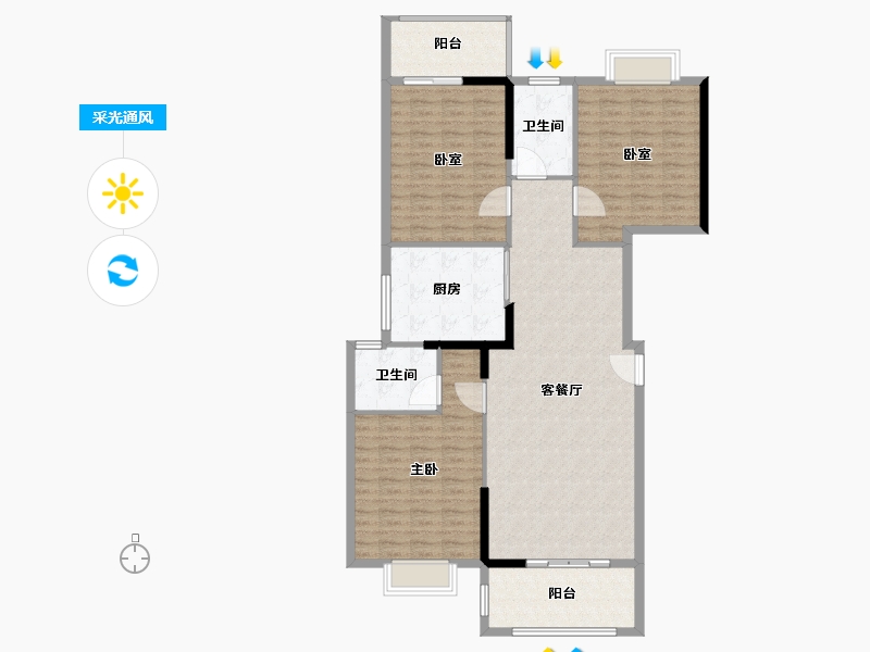 福建省-莆田市-温泉大地嘉苑-135.00-户型库-采光通风