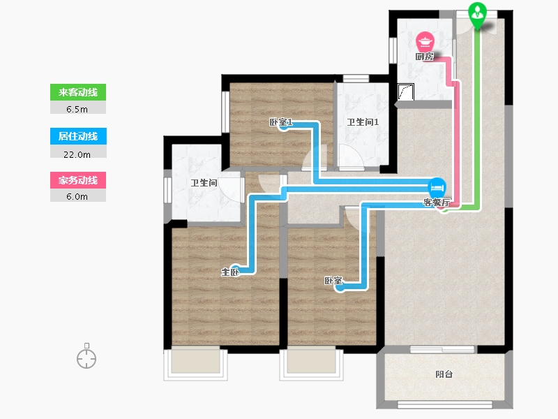 湖北省-武汉市-武汉国博新城-105.00-户型库-动静线