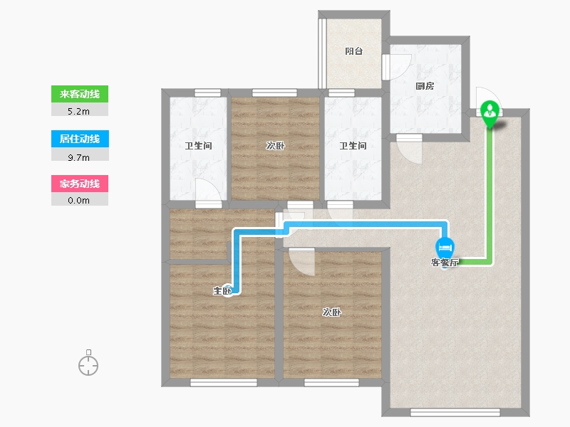 辽宁省-抚顺市-中房 水岸名都-130.00-户型库-动静线