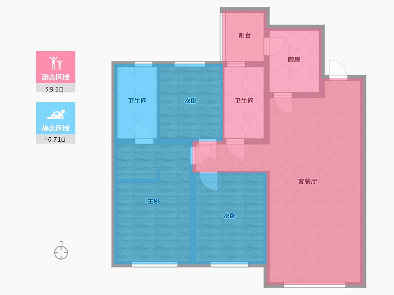 辽宁省-抚顺市-中房 水岸名都-130.00-户型库-动静分区