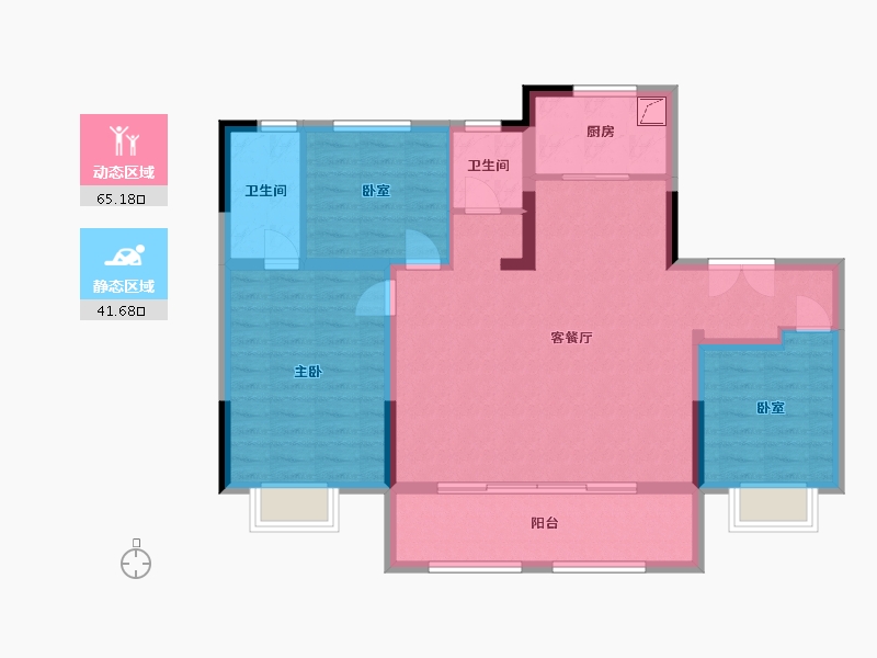 山东省-泰安市-蓝光雍锦府-96.75-户型库-动静分区