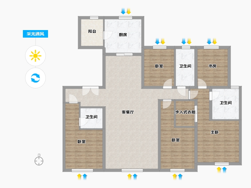 辽宁省-沈阳市-半山华府-150.00-户型库-采光通风