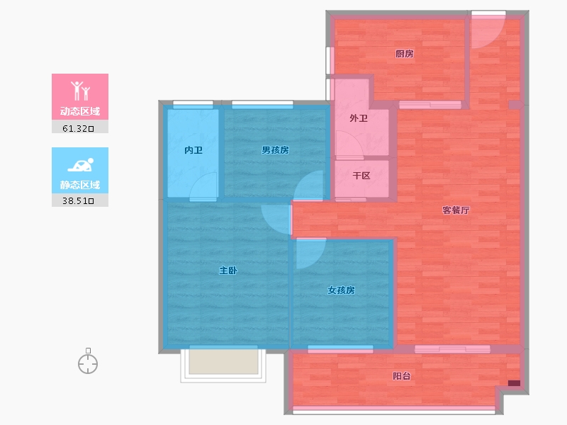 江苏省-泰州市-碧桂园凤凰台-89.49-户型库-动静分区