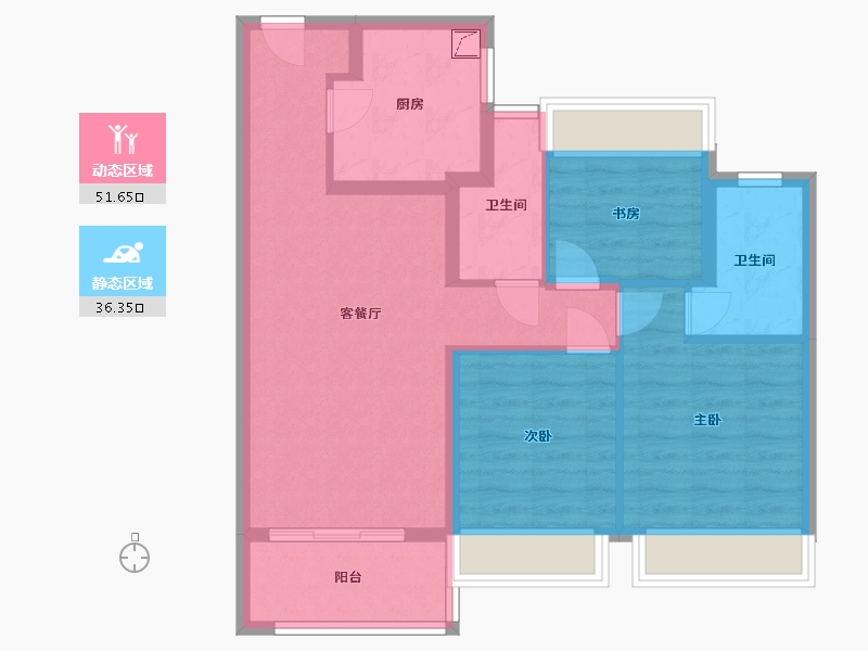 上海-上海市-奉贤禹州雍贤府-78.00-户型库-动静分区