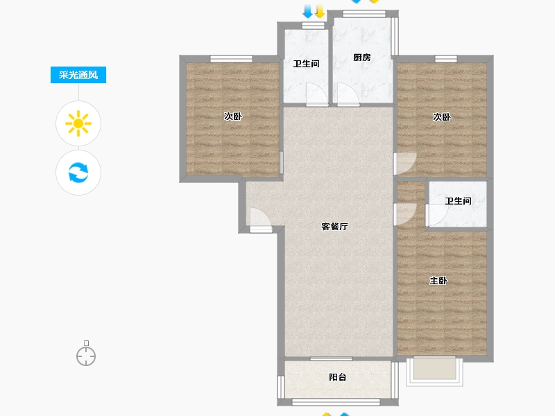 河南省-郑州市-航海花园-105.00-户型库-采光通风