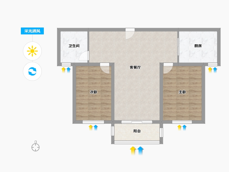 山东省-临沂市-金雀新城B区-74.18-户型库-采光通风