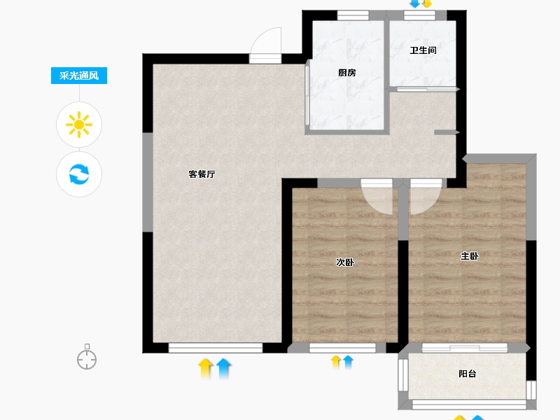 山东省-烟台市-龙口市东莱街道-79.00-户型库-采光通风