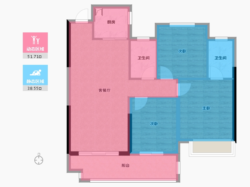 山东省-烟台市-福胜 莱州府-84.70-户型库-动静分区