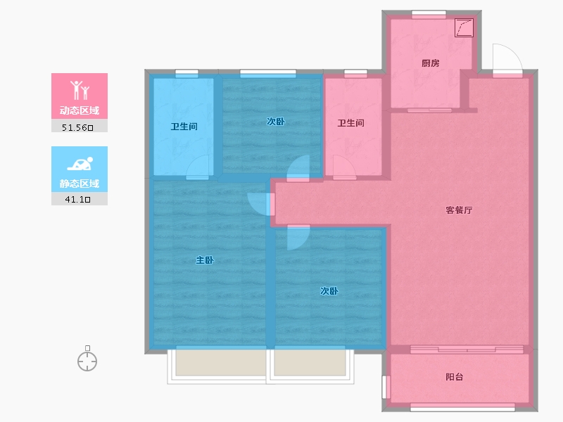 山东省-济南市-电建洺悦府-82.49-户型库-动静分区