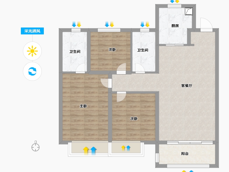 山东省-济南市-电建洺悦府-82.49-户型库-采光通风