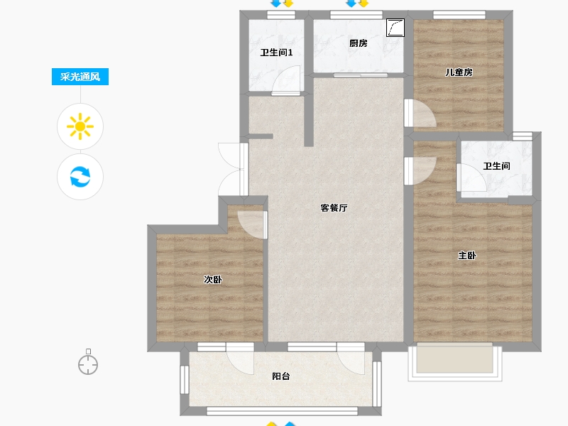 山东省-聊城市-民生凤凰城-90.00-户型库-采光通风