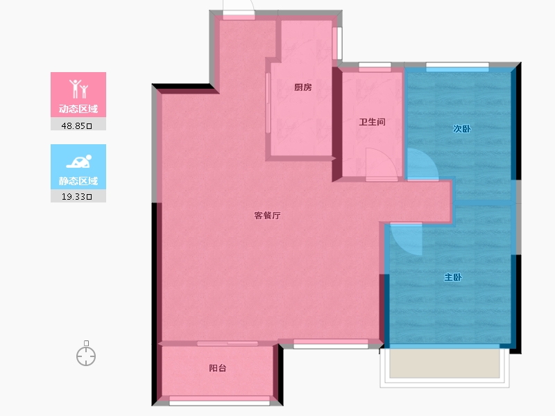 陕西省-西安市-绿地国港新里城-70.00-户型库-动静分区