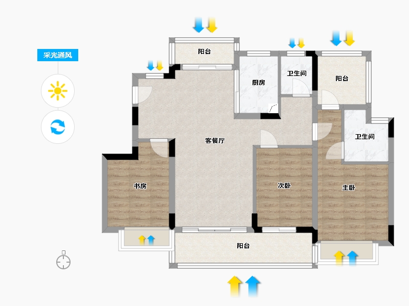 广西壮族自治区-柳州市-龙光莲花悦府-107.00-户型库-采光通风