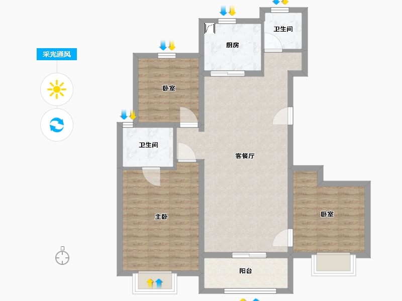 天津-天津市-锦绣大家-90.00-户型库-采光通风