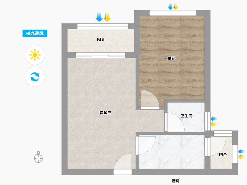 江苏省-无锡市-敔山湾花园-43.00-户型库-采光通风