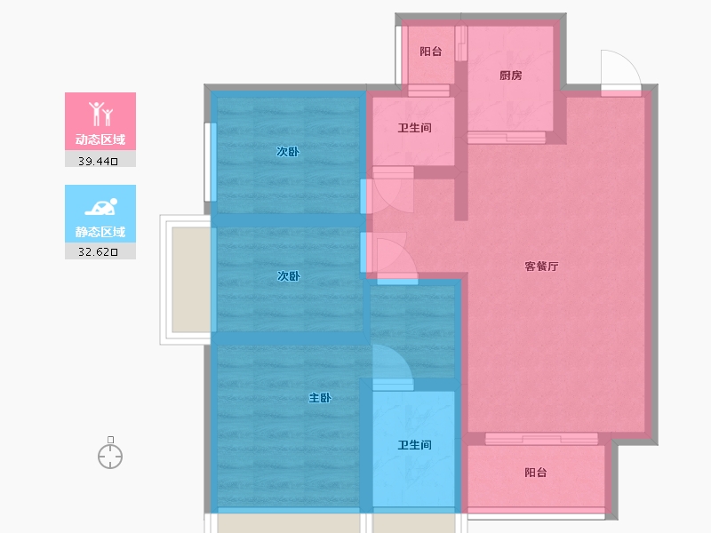 广东省-中山市-越秀天樾湾-59.14-户型库-动静分区