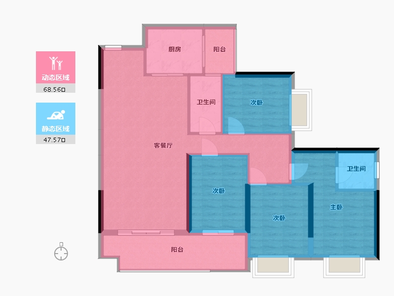 广东省-梅州市-御园中央城-130.50-户型库-动静分区