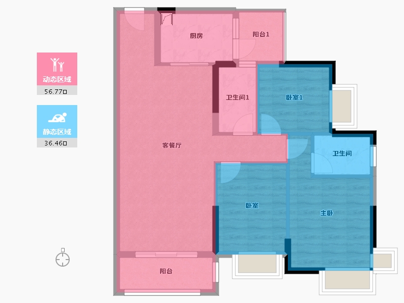 广东省-佛山市-明智雅苑-85.00-户型库-动静分区