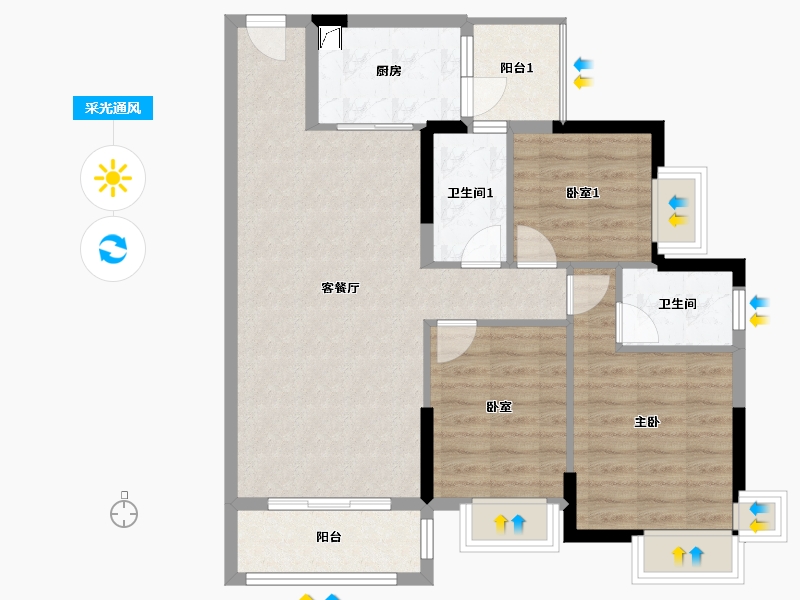 广东省-佛山市-明智雅苑-85.00-户型库-采光通风